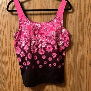 Tankini Floral Pink and Black.